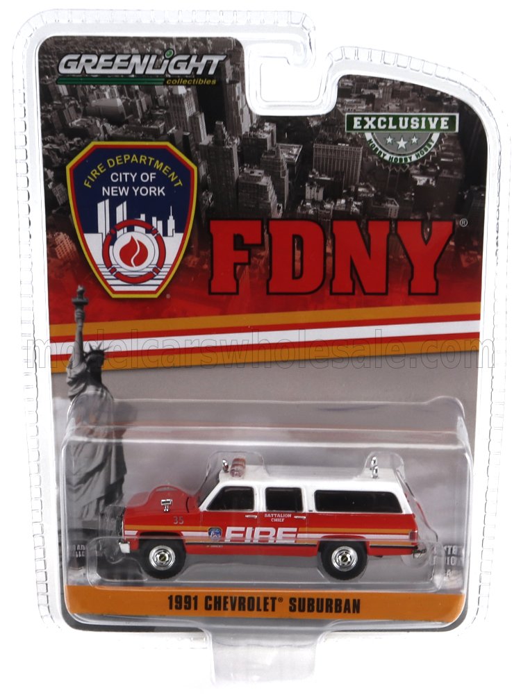 1:64 CHEVROLET Suburban Fdny Fire Engine Department New York (1991), Red White - 30501