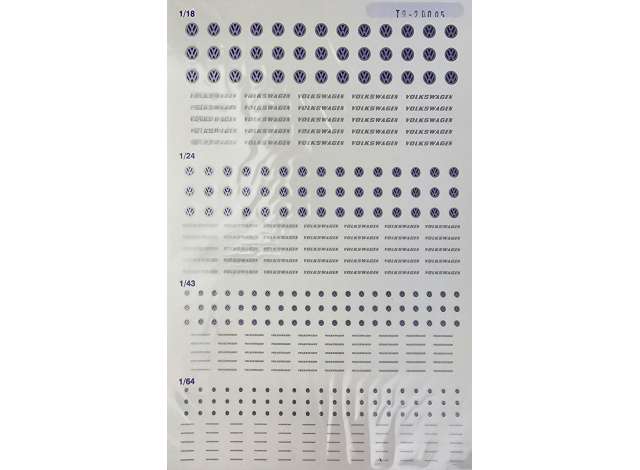 Декаль логотип Volkswagen 1/64, 1/43, 1/24 и 1/18 - 20005