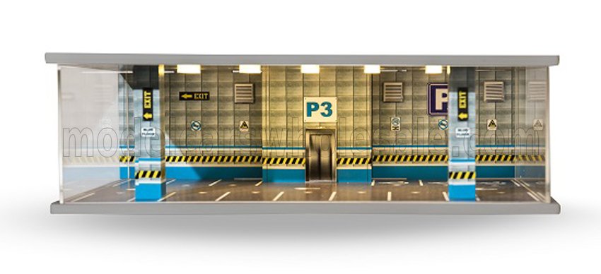 1:64 VETRINA DISPLAY BOX Diorama Parcheggio Terzo Piano - Parking P3 Blue Floor - Cars Not Included - Lungh.lenght Cm 43.0 X Largh.width Cm 25.0 X Alt.height Cm 14.0, Various - ATL30304