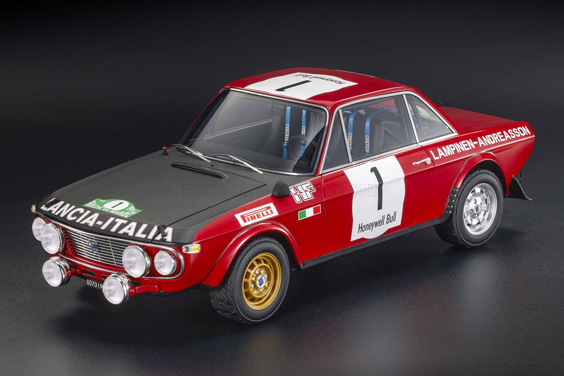 1:12 LANCIA Fulvia Hf 1600 Coupe (night Version) №1 Winner Rally Du Maroc (1972) Simo Lampinen - Solve Andreasson, Red Black - TMR12-58B