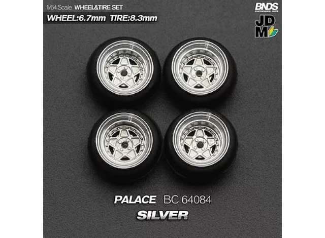 1:64 Palace Alloy Wheel & Rim set, silver/chrome - BC64084