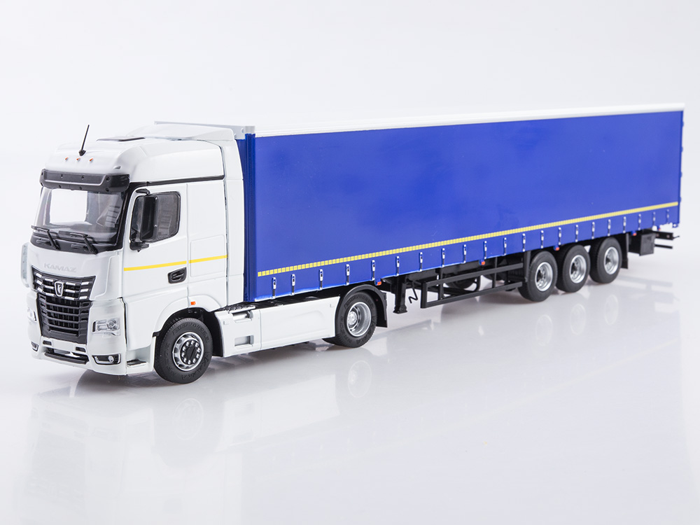 1:43 Камский 54901 с полуприцепом НЕФАЗ-93341, белый / синий - 103542