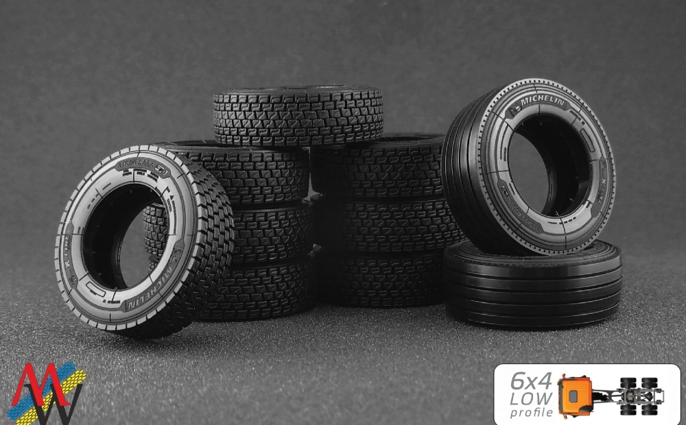1:50 Комплект покрышек Тягач низкий профиль 6x4 Low Profile - XR-299