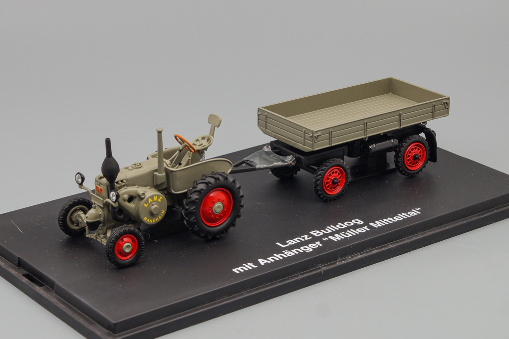 1:43 Lanz Bulldog tractor with trailer 'Mueller Mitteltal', green - 02642-X1
