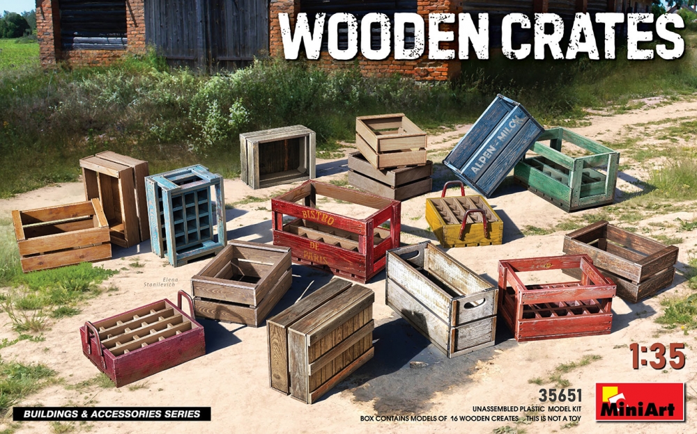 1:35 Сборная модель деревянные ящики Wooden Crates - 35651