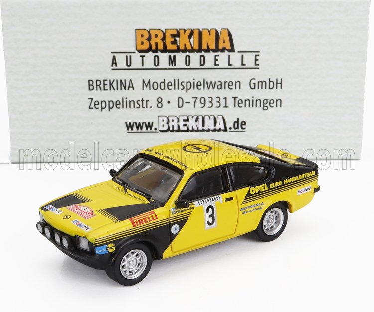 1:87 OPEL Kadett C Gt/e (night Version) N3 Rally Montecarlo 1976 Hannu Mikkola - Claes Billstam, Yellow Black - 20403