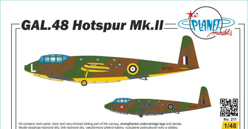 1:48 Сборная модель GAL 48 Hotspur Mk.II - PLT211