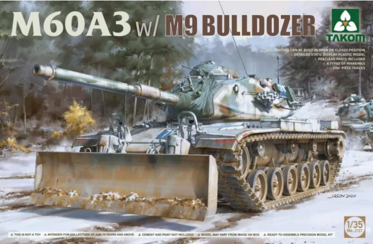 1:35 Сборная модель Танк M60A3 с бульдозером М9 - 2137
