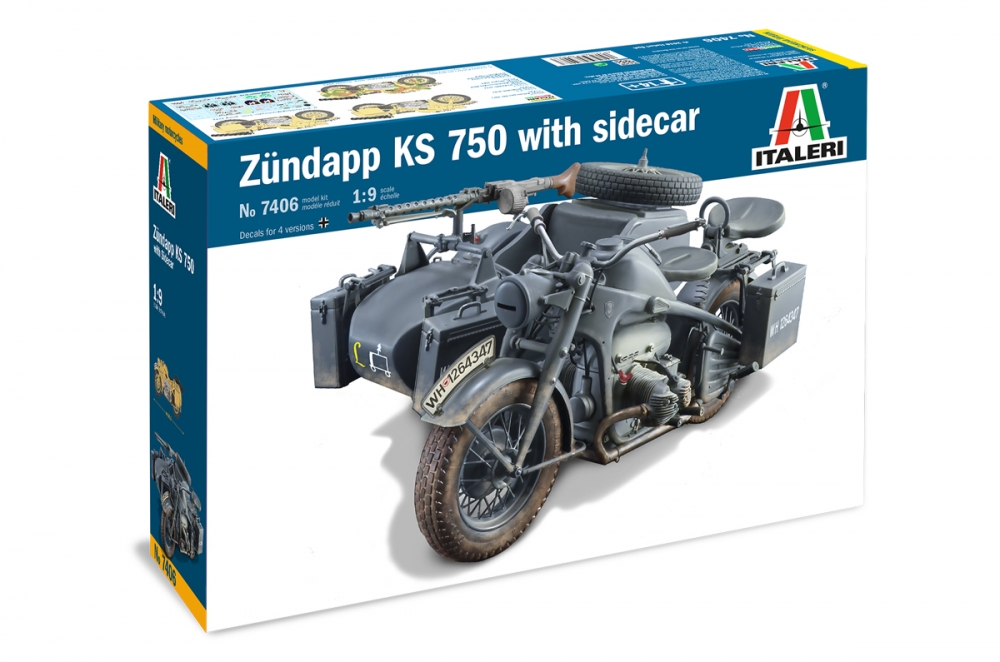 1:9 Сборная модель Мотоцикл ZUNDAPP KS 75 с коляской - 7406