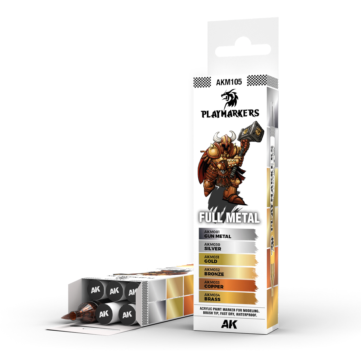Набор акриловых маркеров PLAYMARKER - Металл / FULL METAL – PLAYMARKER SET - AKM105