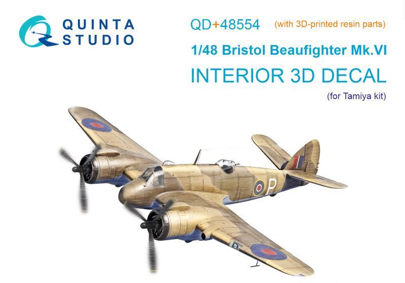 1:48 3D Декаль интерьера кабины Bristol Beaufighter Mk.VI (Tamiya) (с 3D-печатными деталями) - QD+48554
