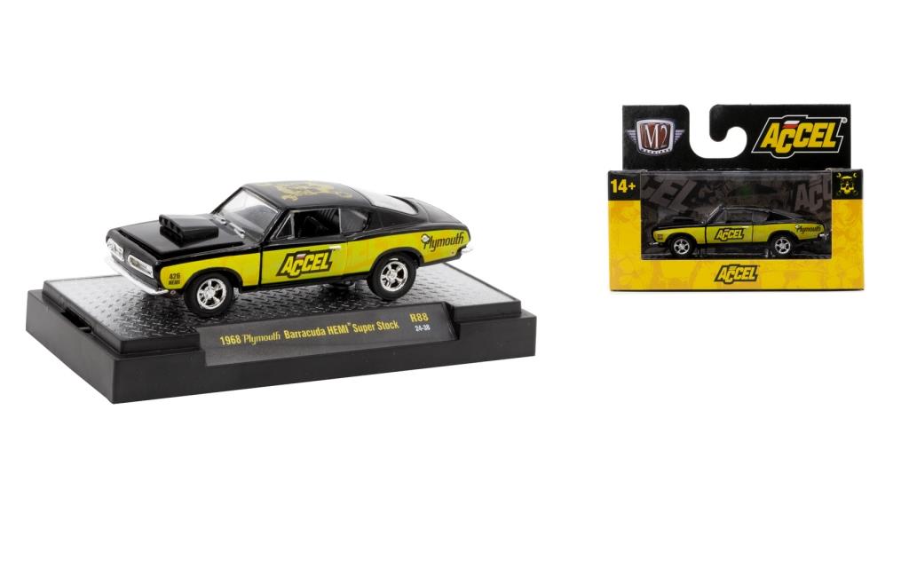 1:64 PLYMOUTH Barracuda HEMI Super Stock (1968), black/yellow - R882438