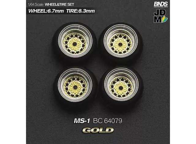 1:64 MS-1 Alloy Wheel & Rim set, gold/chrome - BC64079
