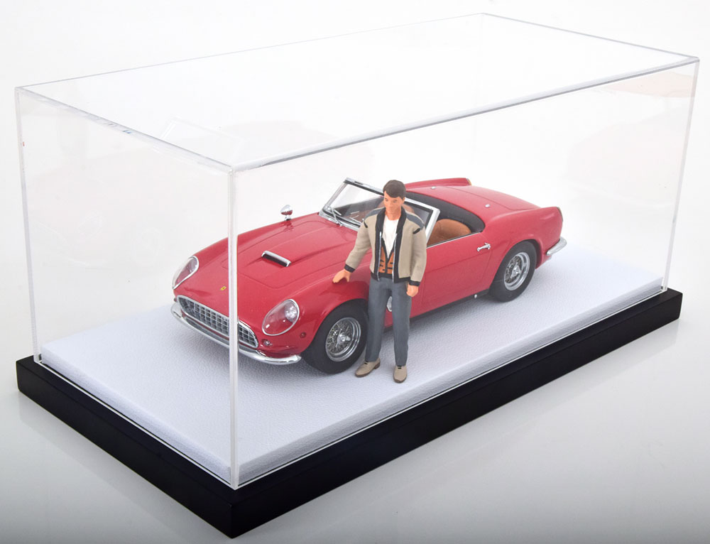 1:18 VITRINE Luxus-Version mit Kunstleder auf MDF-Bodenplatte stackable, Maße: Länge 35,5cm, Tiefe 17cm, Höhe 15,8cm, white - JC-L18WH