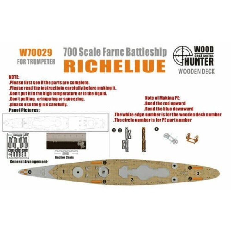 1:700 Italian Navy Battleship Roma Wooden Deck - W70029