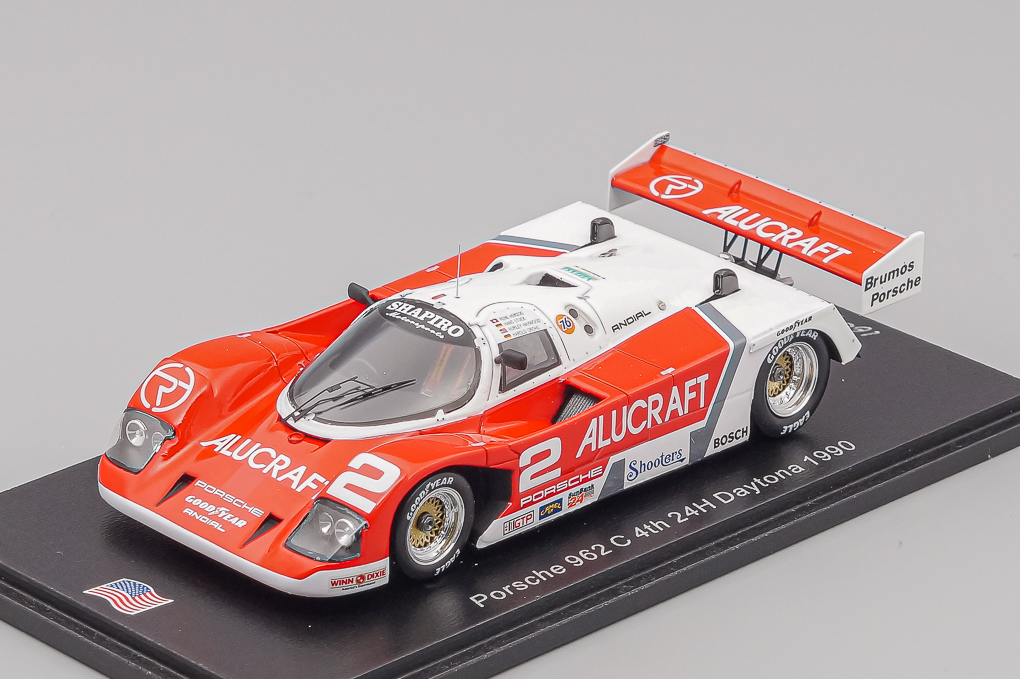 1:43 PORSCHE 962c №2 4th 24h Daytona (1990) H.Grohs - H.j.Stuck - H.Haywood - R.Herzog, red / white - US243-X1