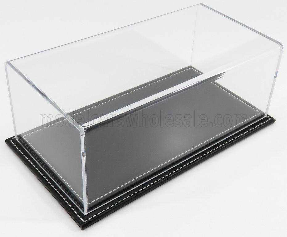 1:24 VETRINA DISPLAY BOX Maranello Base In Pelle Nera - Leather Base Black - Lungh.lenght Cm 23 X Largh.width Cm 12 X Alt.height Cm 8.5 (altezza Interna 7.7  Cm ), Plastic Display - ATL10023