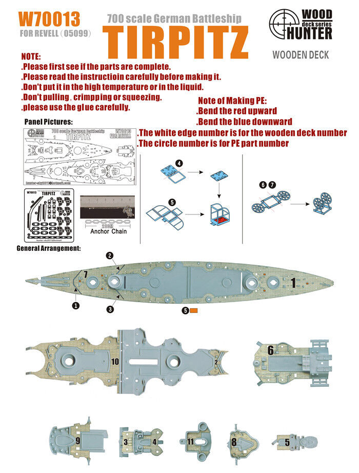 1:700 German Battleship Tirpitz Wooden Deck - W70013