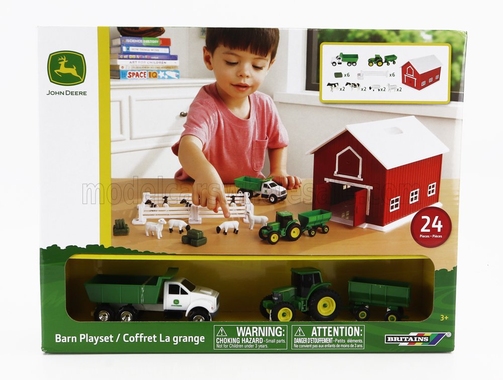 1:64 ACCESSORIES Set Farm Toys With Tracor + Trailer And Truck, Green White - 47333