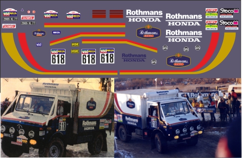 1:43 Набор декалей MERCEDES Unimog №618 Rothmans Dakar 1986 - U064