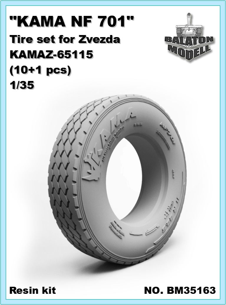 1:35 Комплект шин для Камский 65115 (11 штук) - KAMA NF-701 (11pcs) for Zvezda dumper kit - BM35163