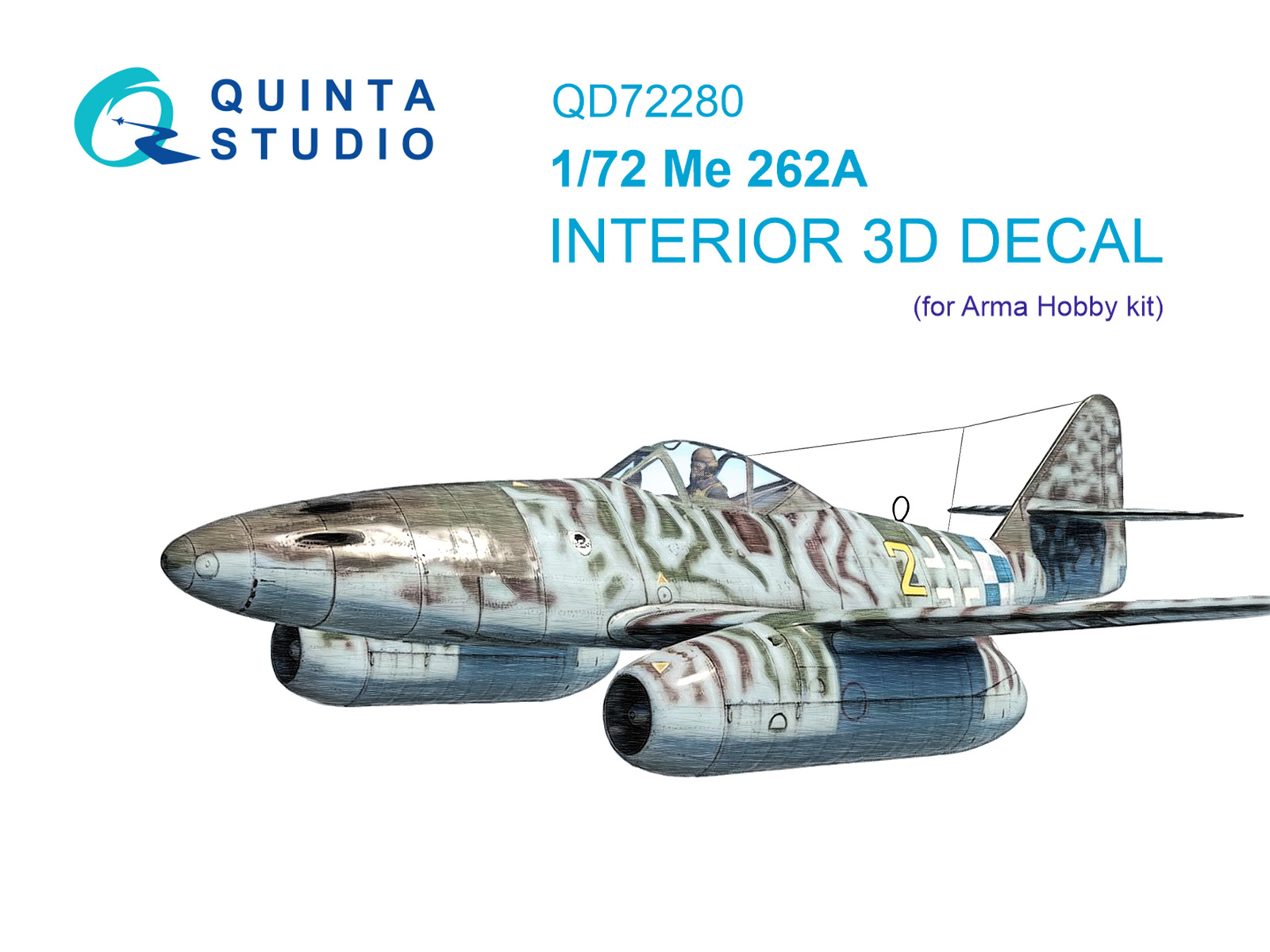 1:72 3D Декаль интерьера кабины Me 262A (Arma Hobby) - QD72280