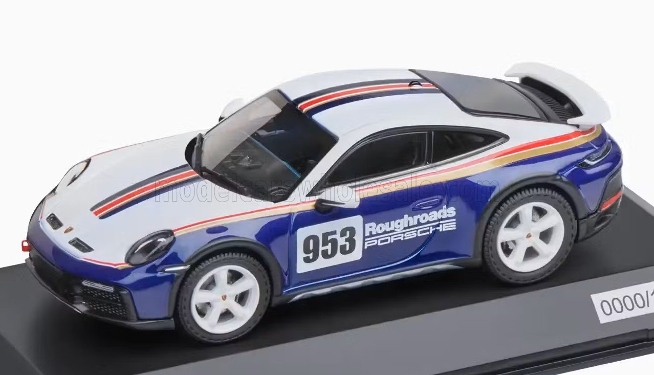 1:43 PORSCHE 911 992 №953 Rally Dakar Roughroads Design Paket Coupe (2023), White Blue - WAP0200020PDKR