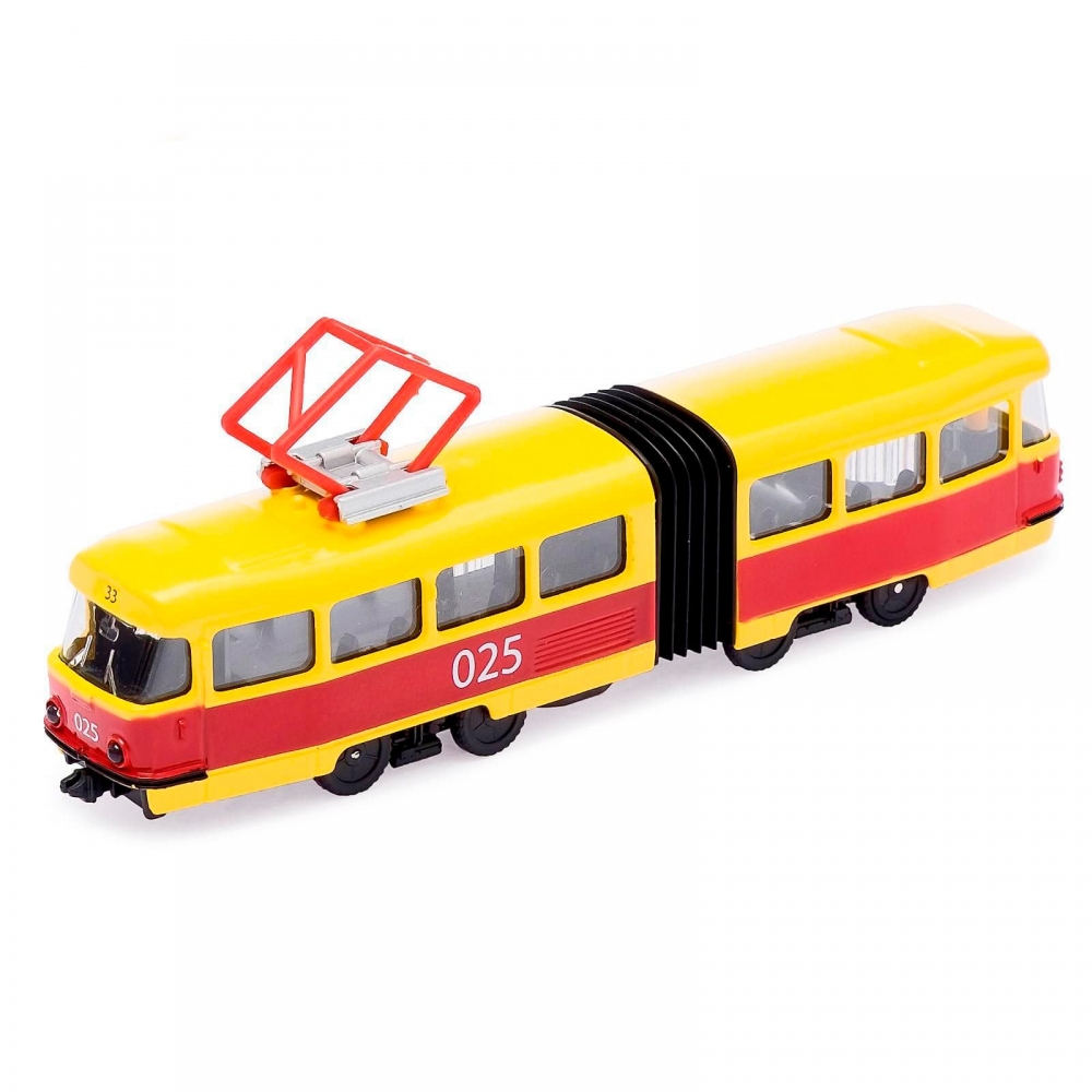 Трамвай с гармошкой  желтый/красный, 19 см - SB-18-01WB(IC)