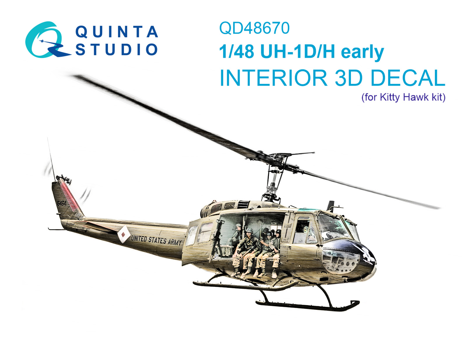 1:48 3D Декаль интерьера кабины UH-1D early/UH-1H early (Kitty Hawk) - QD48670
