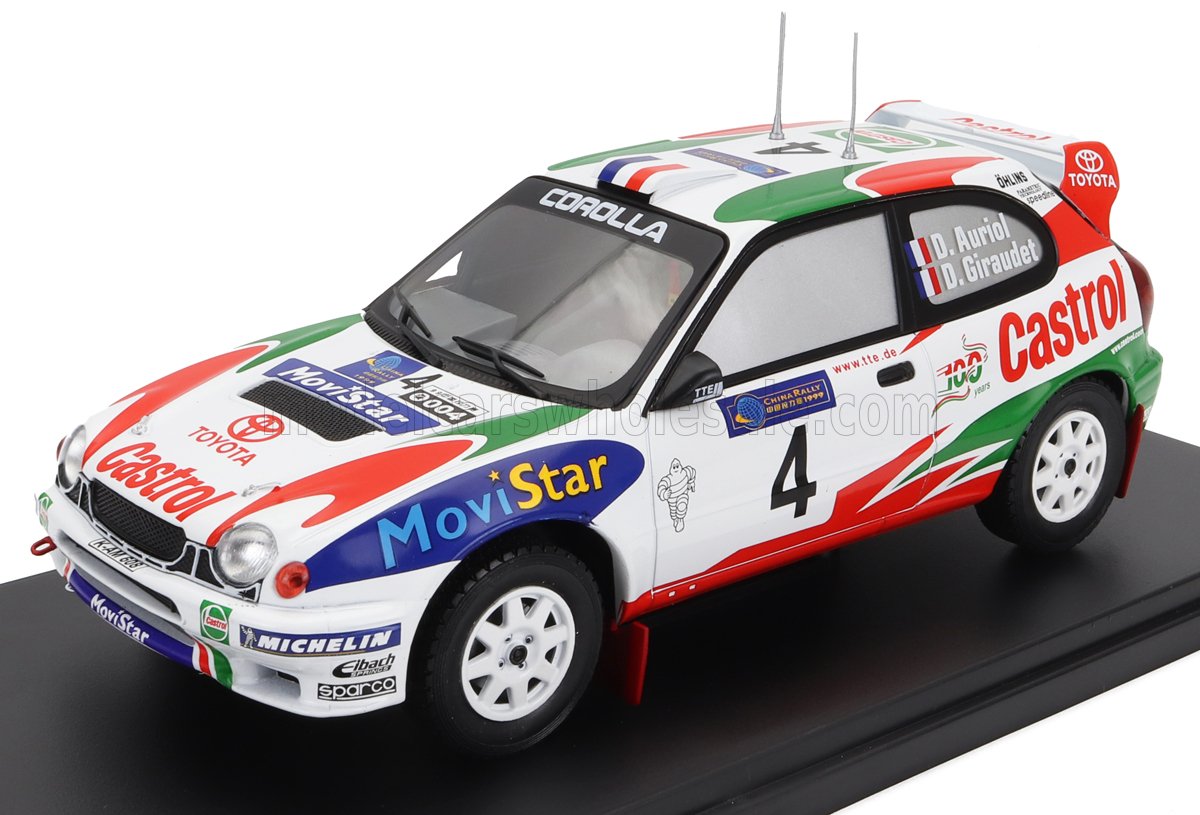 1:24 TOYOTA Corolla Wrc Castrol N4 Winner Rally China (1999) Didier Auriol - Denis Giraudet, White Red Green - HACWRCFIACOLL041