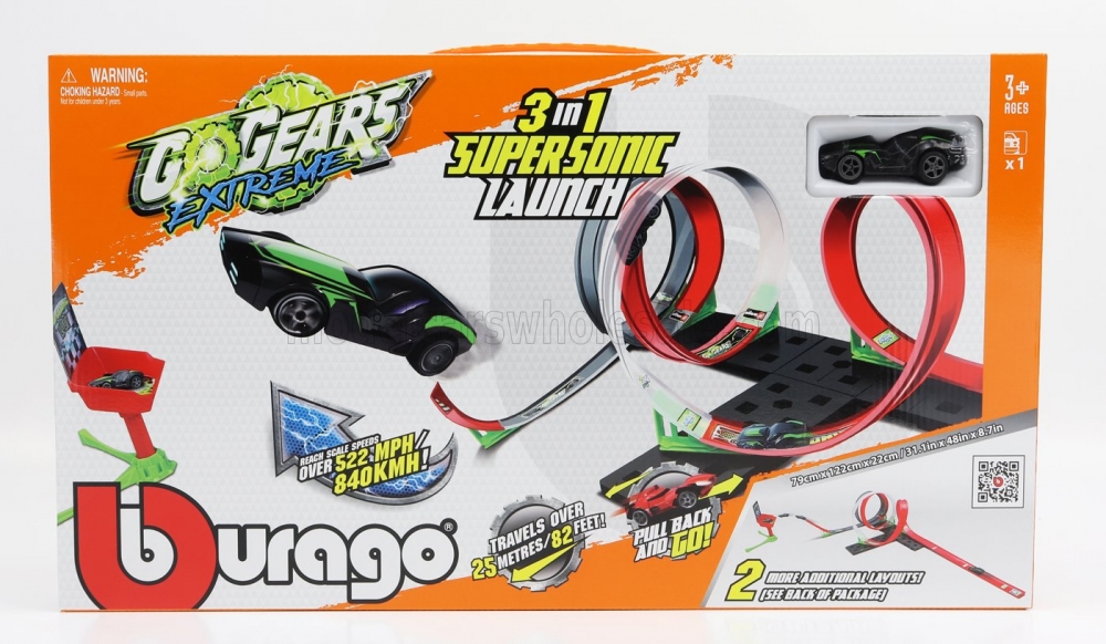 1:64 ACCESSORIES Diorama - Go Gears Extreme 3 In 1 Supersonic Launch With 1x Car Included, Various - 30533