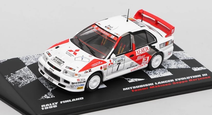 1:43 MITSUBISHI LANCER EVO III T.Mäkinen - S.Harjanne 1996 Finland Rally #7 из серии RALLY CARS - RALLYC044