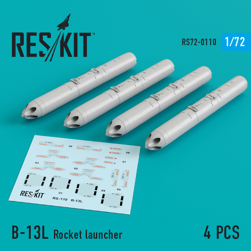 1:72 B-13L  Rocket launcher (4 pcs)  (Su-17/24/25/30/34, MiG-27/29, YAK-130) - RS72-0110