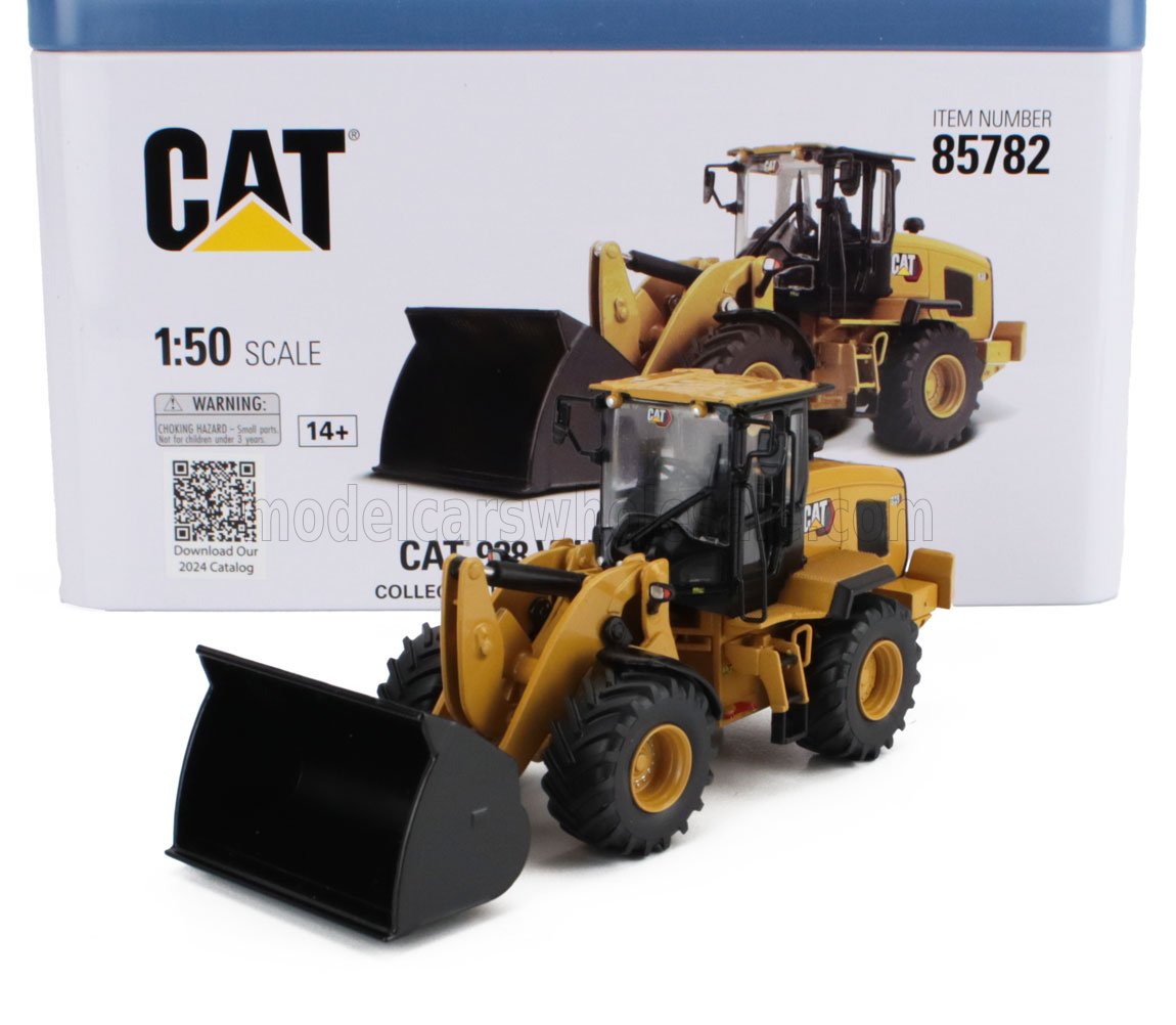 1:50 CATERPILLAR Cat938 Ruspa Gommata - Scraper Tractor Wheel Loader, Yellow Black - 85782