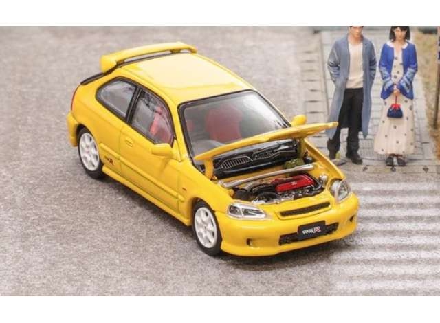 1:64 Honda EK9 with opening hood, yellow - FH035