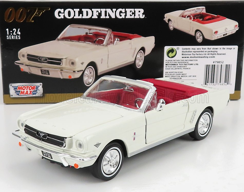 1:24 FORD Mustang Cabriolet Open (1964) - James Bond 007 - Goldfinger - Missione Goldfinger, White - 79852