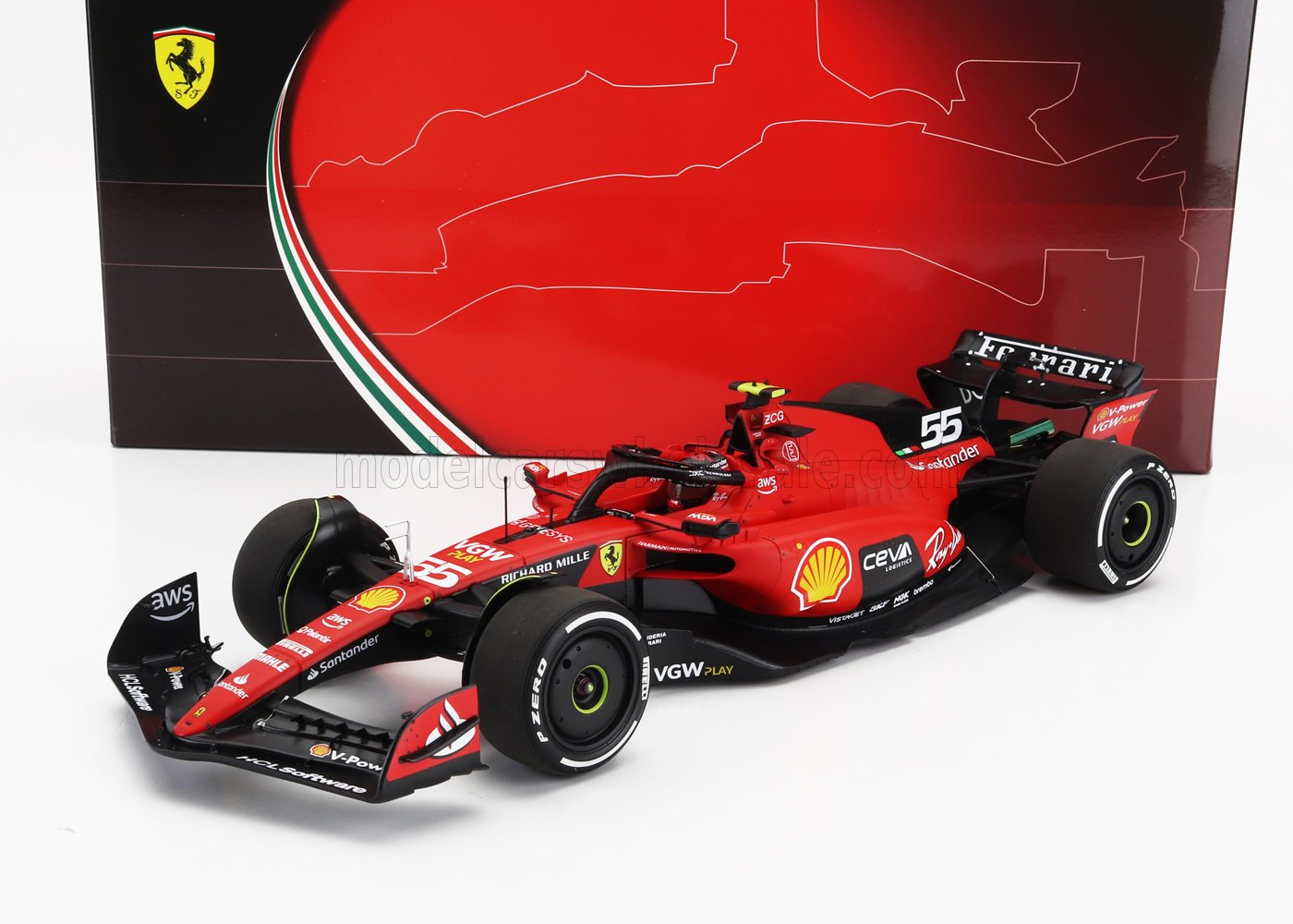 1:18 FERRARI F1 Sf-23 Team Scuderia Ferrari №55 Winner Singapore Gp (2023) Carlos Sainz, Red Black - BBR231855D