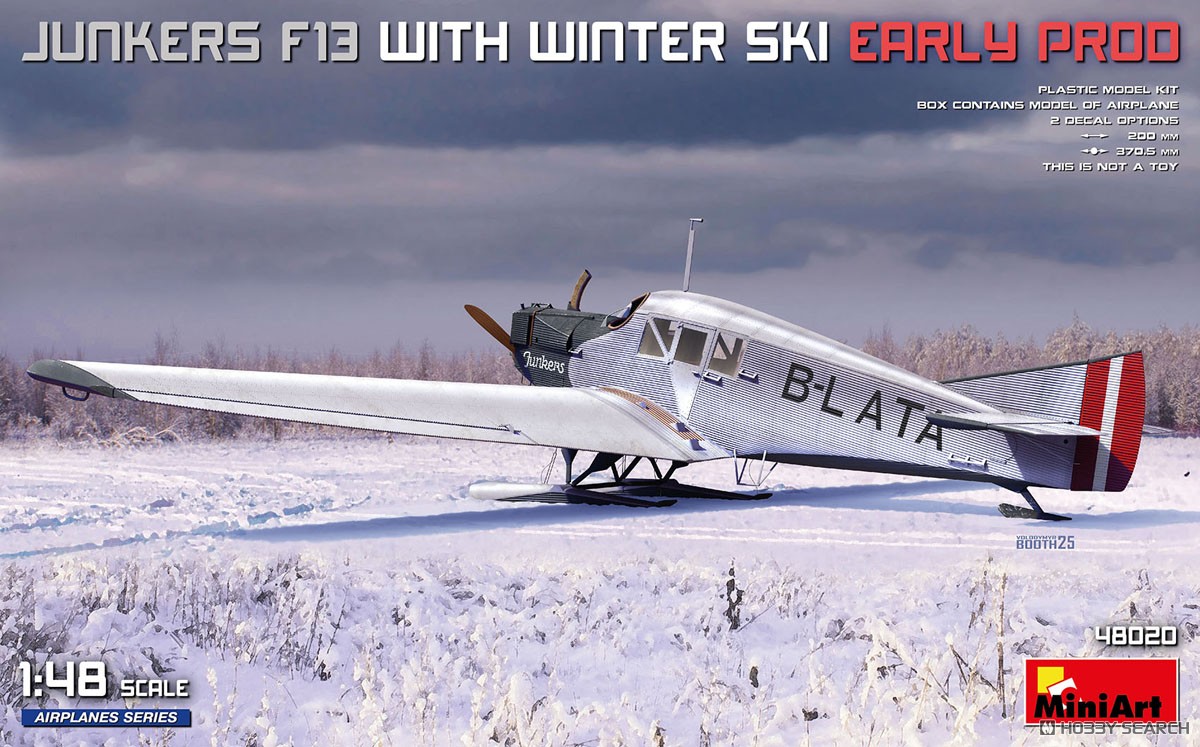 1:48 JUNKERS F13 Airplane With Winter Ski 1925 - 48020