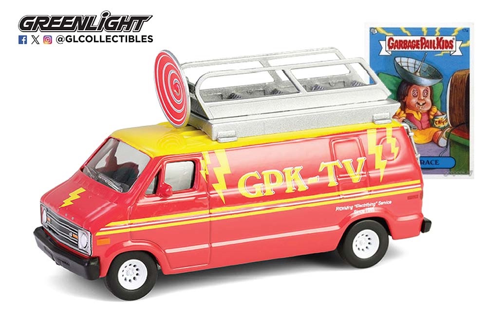 1:64 DODGE B-100 с лестницей и спутниковой тарелкой на крыше 'Dish Grace' (1976), Red/Yellow - 54110D