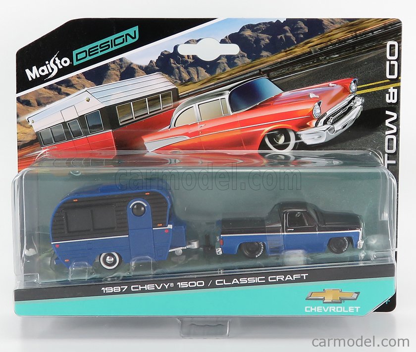 1:64 CHEVROLET 1500 PICK-UP WITH TRAILER ROULOTTE 1987 - 15368-08094-18744