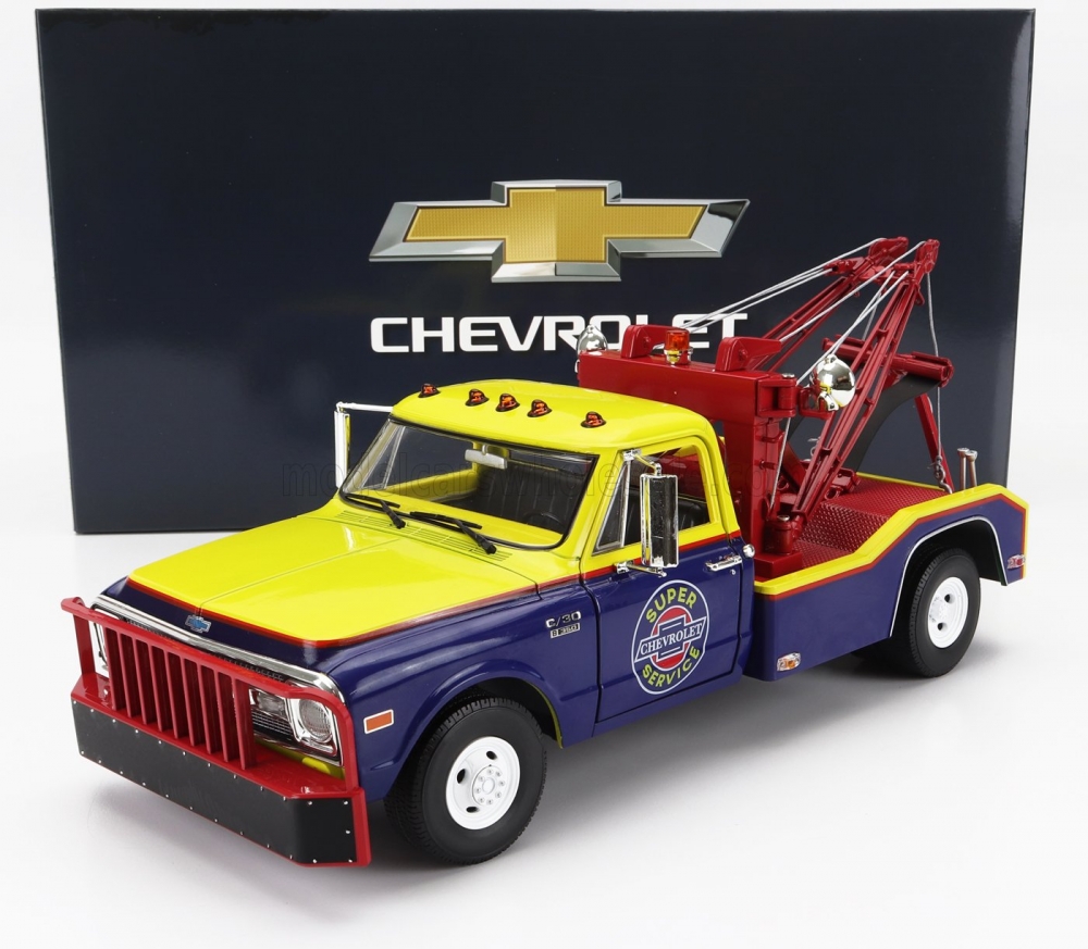 1:18 CHEVROLET C-30 Truck (1969) - Carro Attrezzi - Wrecker Road Chevrolet Super Service, Blue Yellow - 13653