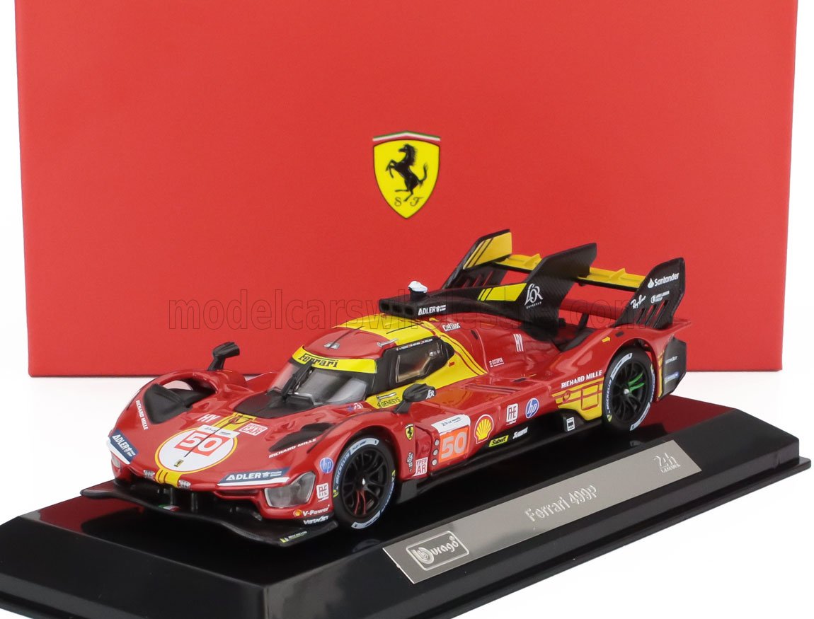 1:43 FERRARI 499p 3.0l Turbo V6 Team Ferrari Af Corse №50 Winner 24h Le Mans (2024) Antonio Fuoco - Miguel Molina - Nicklas Nielsen - With Showcase, Red - 36316