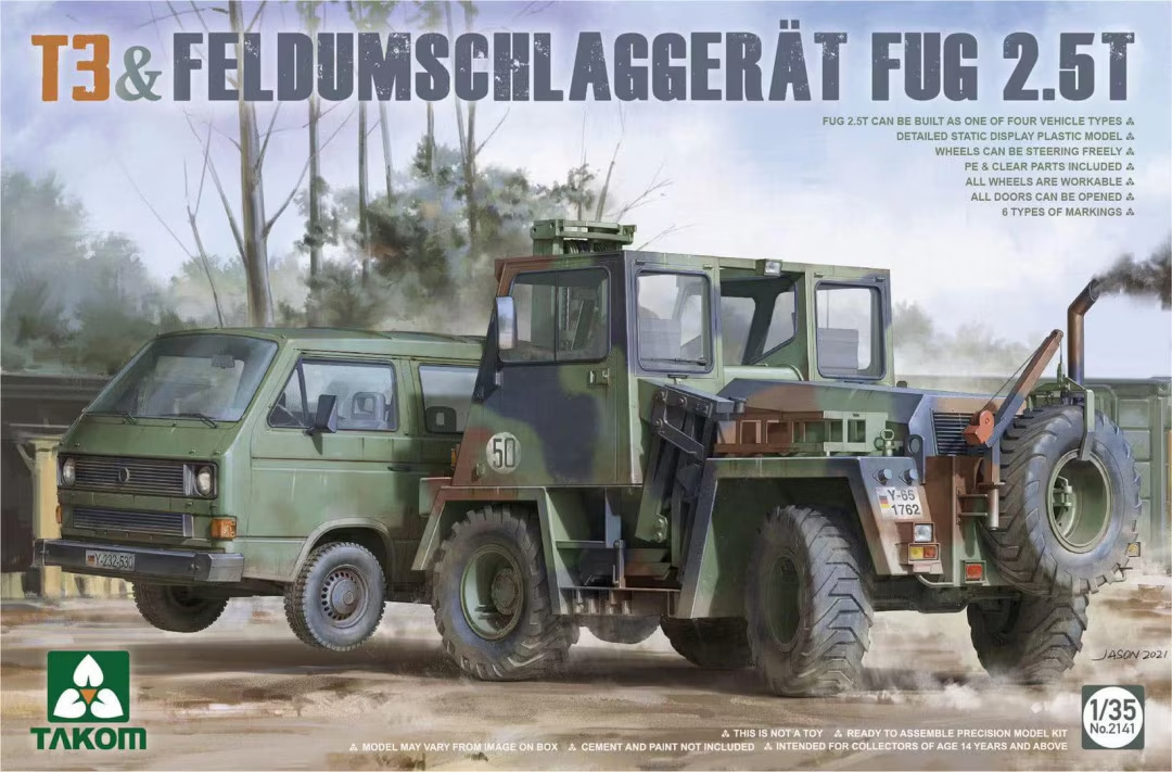 1:35 (Б/У) Сборная модель VOLKSWAGEN T3 & Feldumschlaggerat Fug 2.5t - 2141-X1