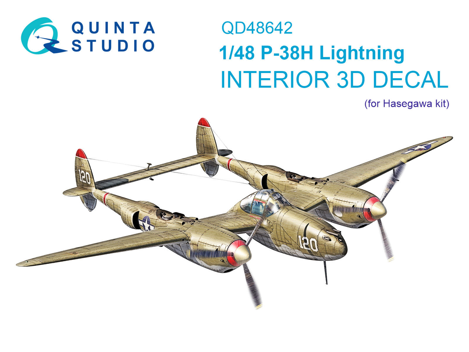 1:48 3D Декаль интерьера кабины P-38H Lightning (Hasegawa) - QD48642