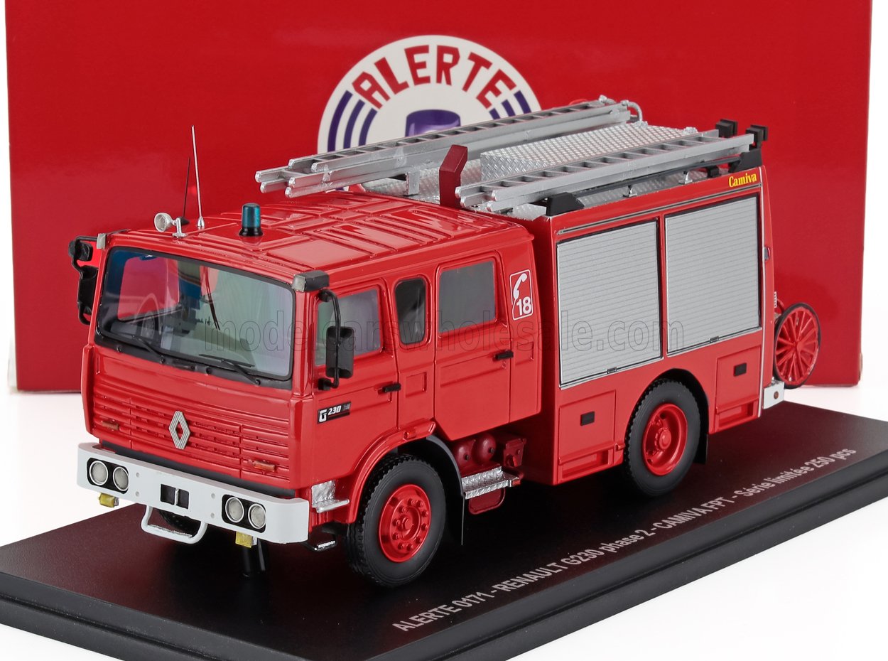 1:43 RENAULT G230 Phase Ii Tanker Truck Camiva Fpt Saupers Pompiers 1991, Red Silver - ALERTE0171