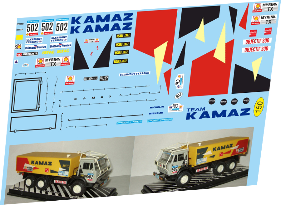 1:43 Набор декалей Камский грузовик №502 Ралли Objectif Sud - U150