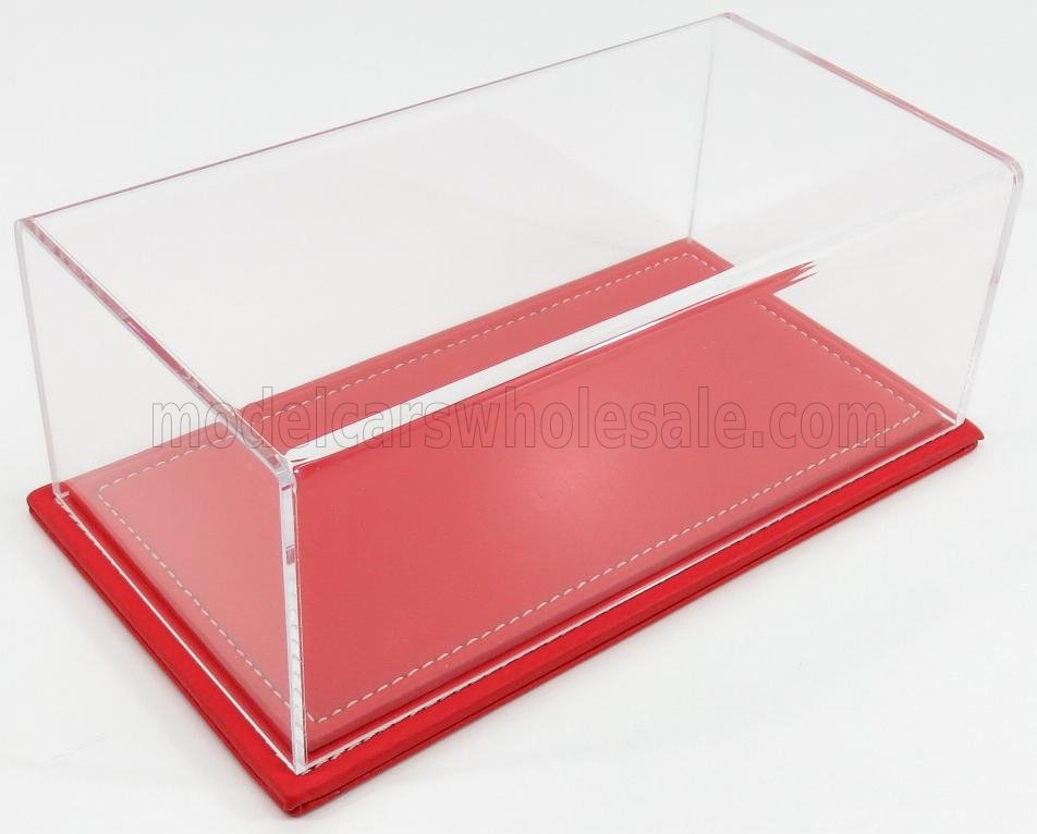 1:24 VETRINA DISPLAY BOX Maranello Base In Pelle Rossa - Leather Base Red - Lungh.lenght Cm 23 X Largh.width Cm 12 X Alt.height Cm 8.5 (altezza Interna 7.7  Cm ), Plastic Display - ATL10022