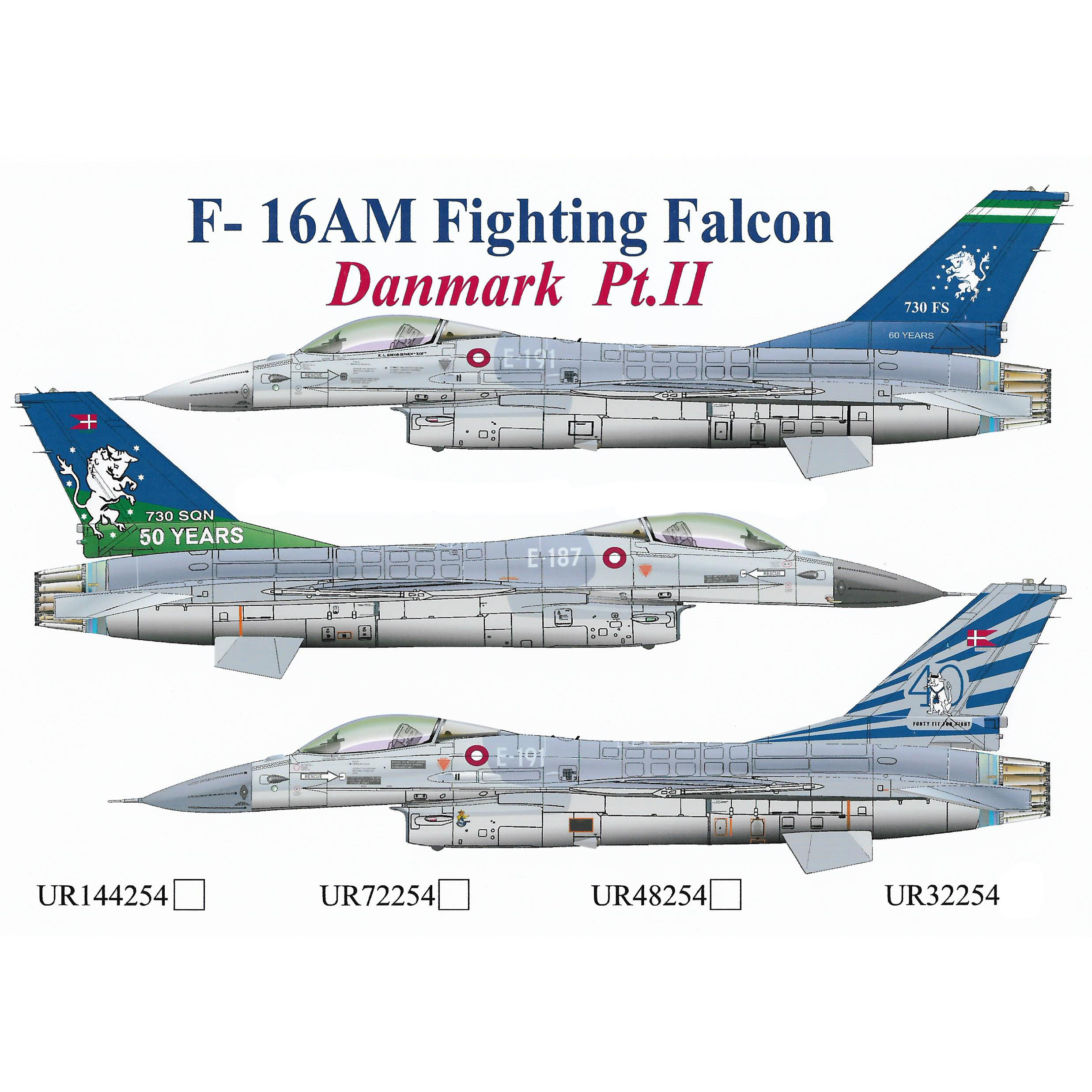 1:48 Декаль для F-16AM Fighting Falcon Danmark Pt.2 - UR48254