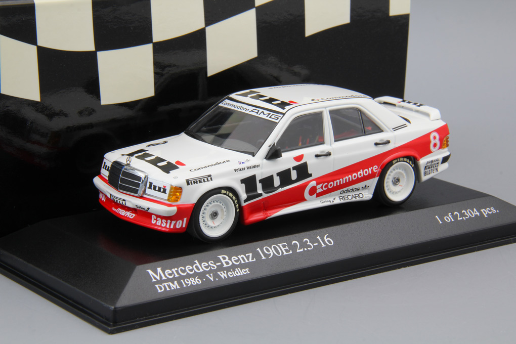 1:43 MERCEDES-BENZ 190E 2.3-16 'Commodore Lui' #8 Volker Weidler DTM (1986), white / red - 400863508