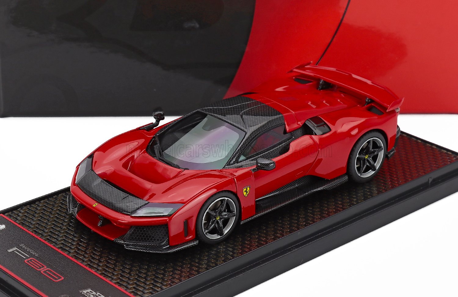 1:43 FERRARI F80 (2024) - Carbon Silver Rims, Rosso Corsa - Red Black - BBRC305A1